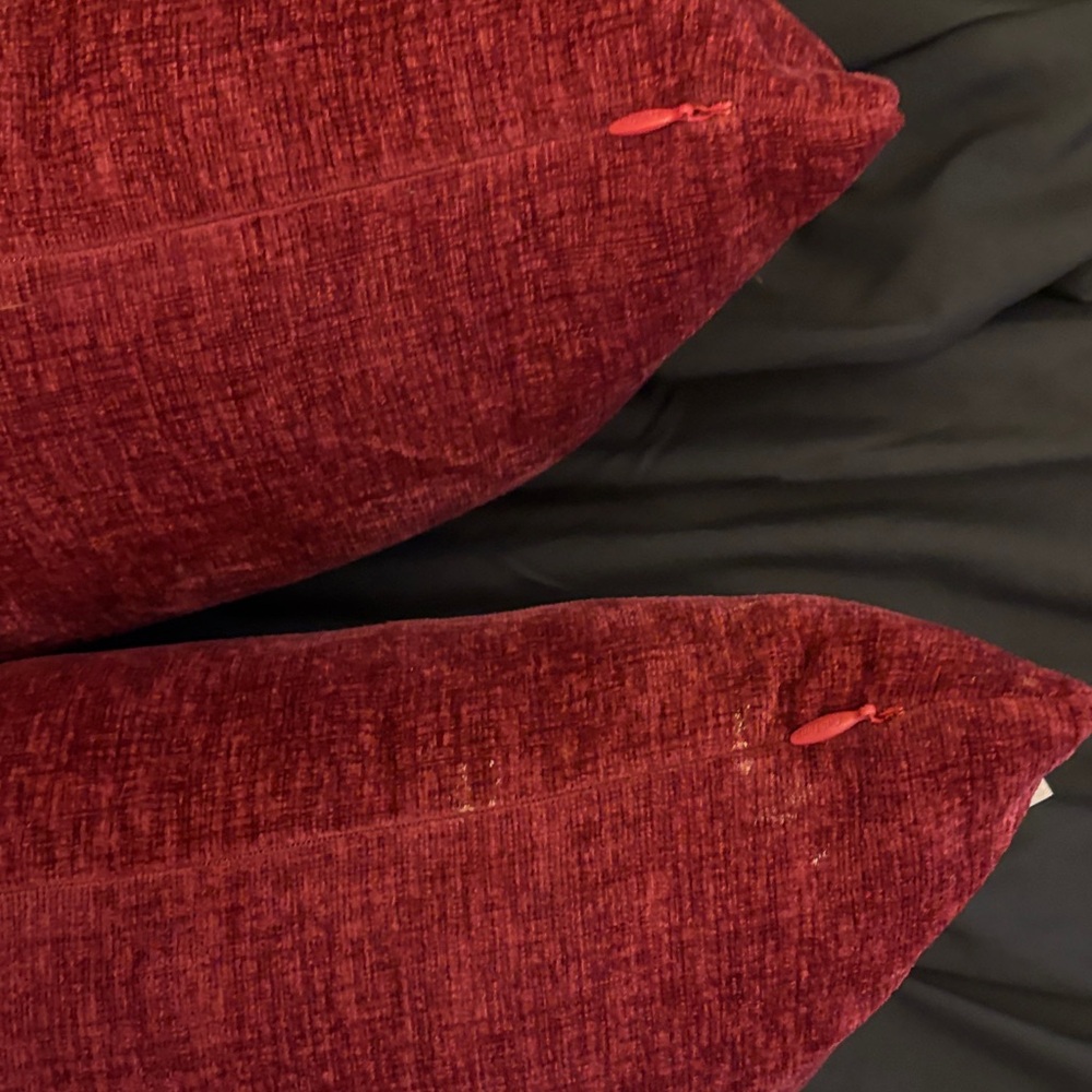 Plush Wine Burgundy Velvet Lumbar Pillow Pair - Picture 5 of 7